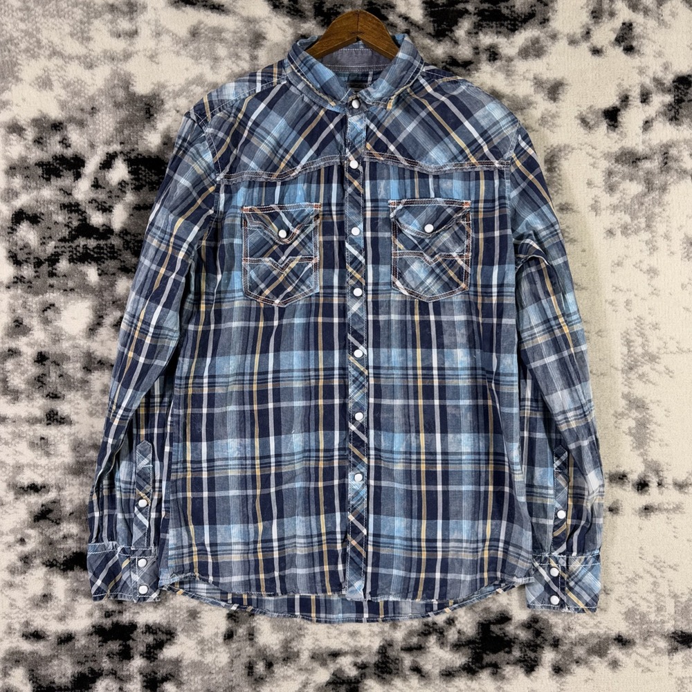 BKE Pearl Snap Shirt Mens Size Medium Tailored Fit Cowboy Western Rodeo Rock